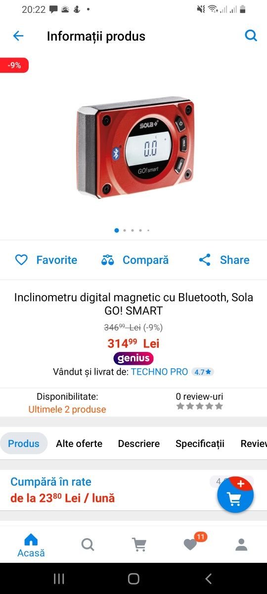 Nivela electronica Sola GO Smart inclinometru digital bluetooth