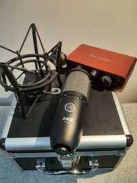 Студийный микрофон AKG P220, аудиокарта Focusrite 3Gen