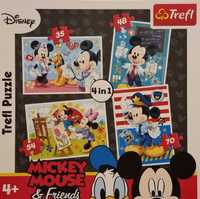 Puzzle 4in1 cu 207 piese, Disney Mickey Mouse, 4 imagini 28,5x20,5cm