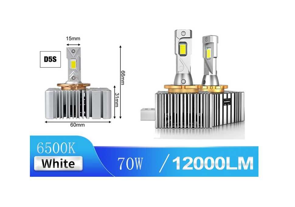 LED Xenon крушки D5S, 70 W, 12000 LM, Canbus D-series