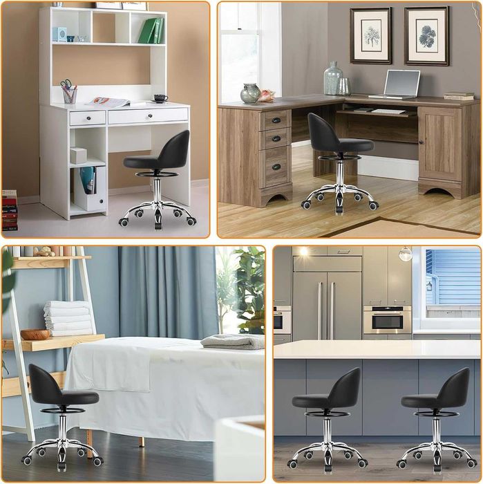 Scaun rotativ,cu roți,rotativ,din piele PU, potrivit pt.birou,salon..