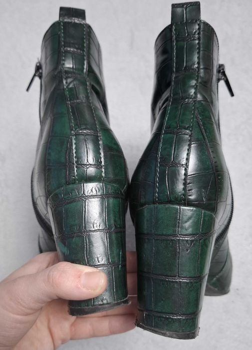 Botine verzi cu toc gros, 40, Graceland