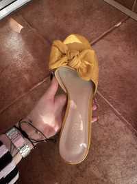 Pantofi tip saboți, galben muștar