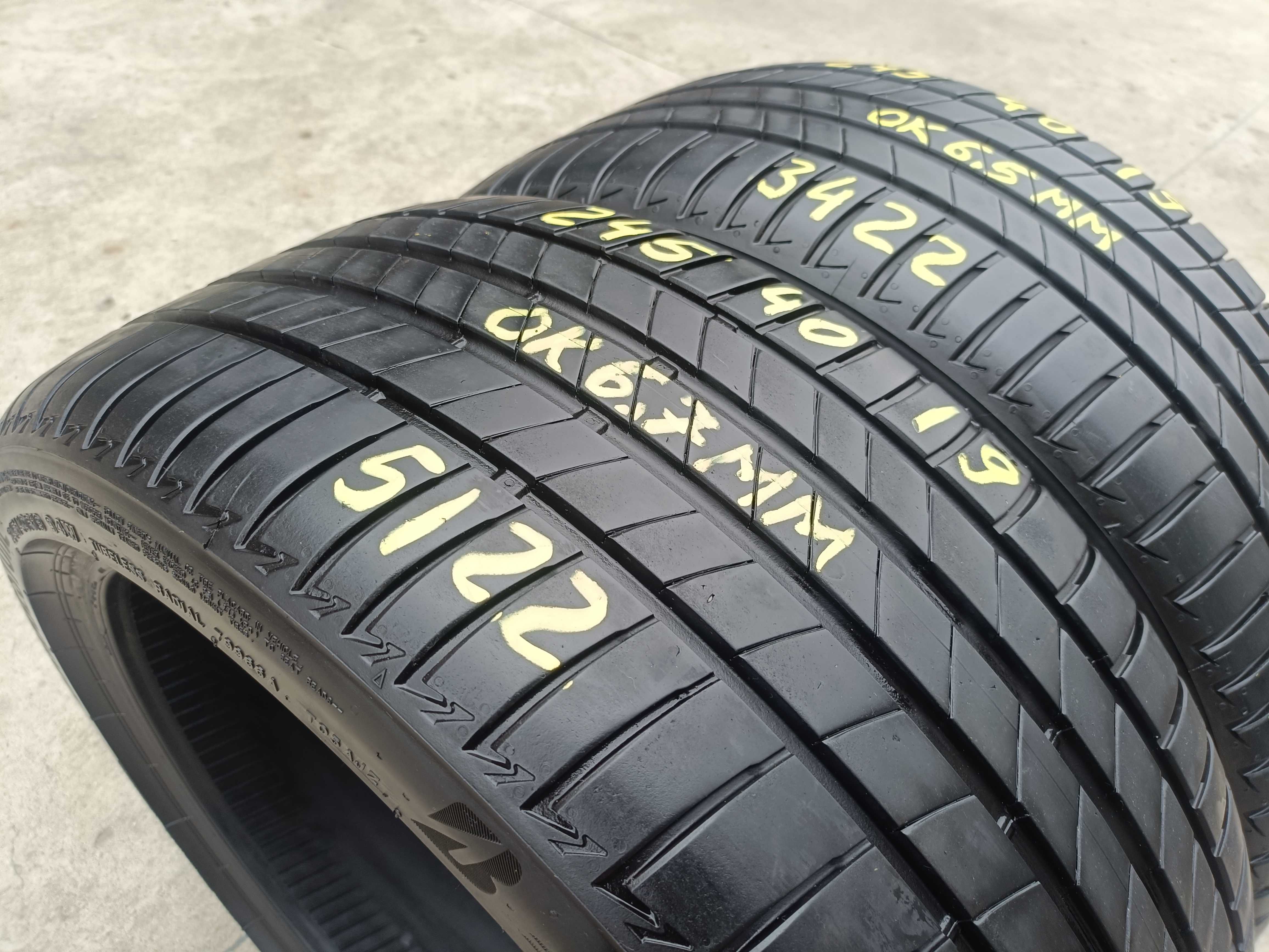 Doua anvelope vara 245 40 19 bridgestone turanza T005 dot 2022