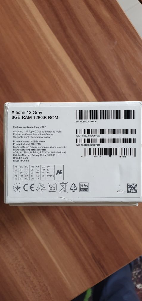 Vând Xiaomi 12 NOU,128 GB,8 GB ram,factura,garanție 2 ani