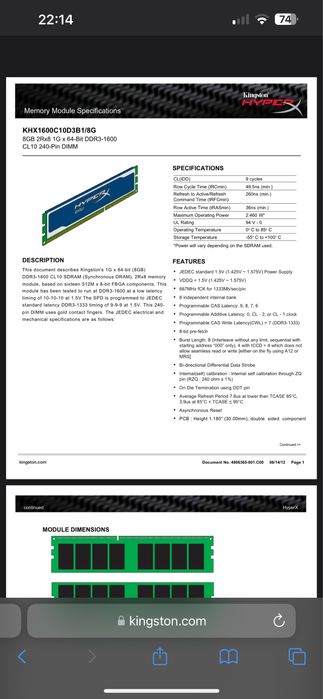DDR3 8gb Kingston blu