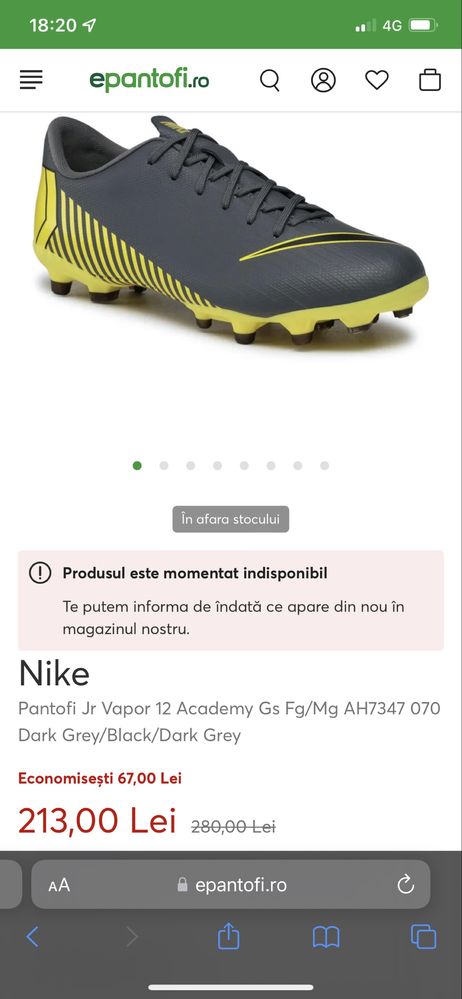 Nike Jr Vapor 12 Academy Gs Fg/Mg 37,5