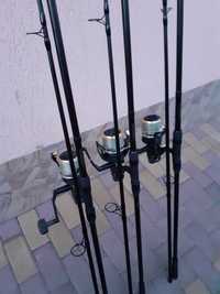 set crap: 3 lansete/3 mulinete okuma, rod pod/avertizori anaconda