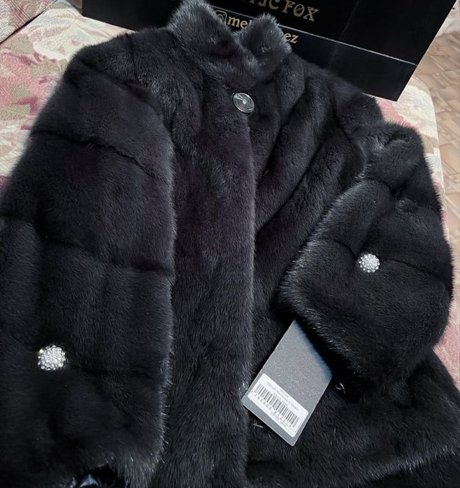 Норковая шуба графит