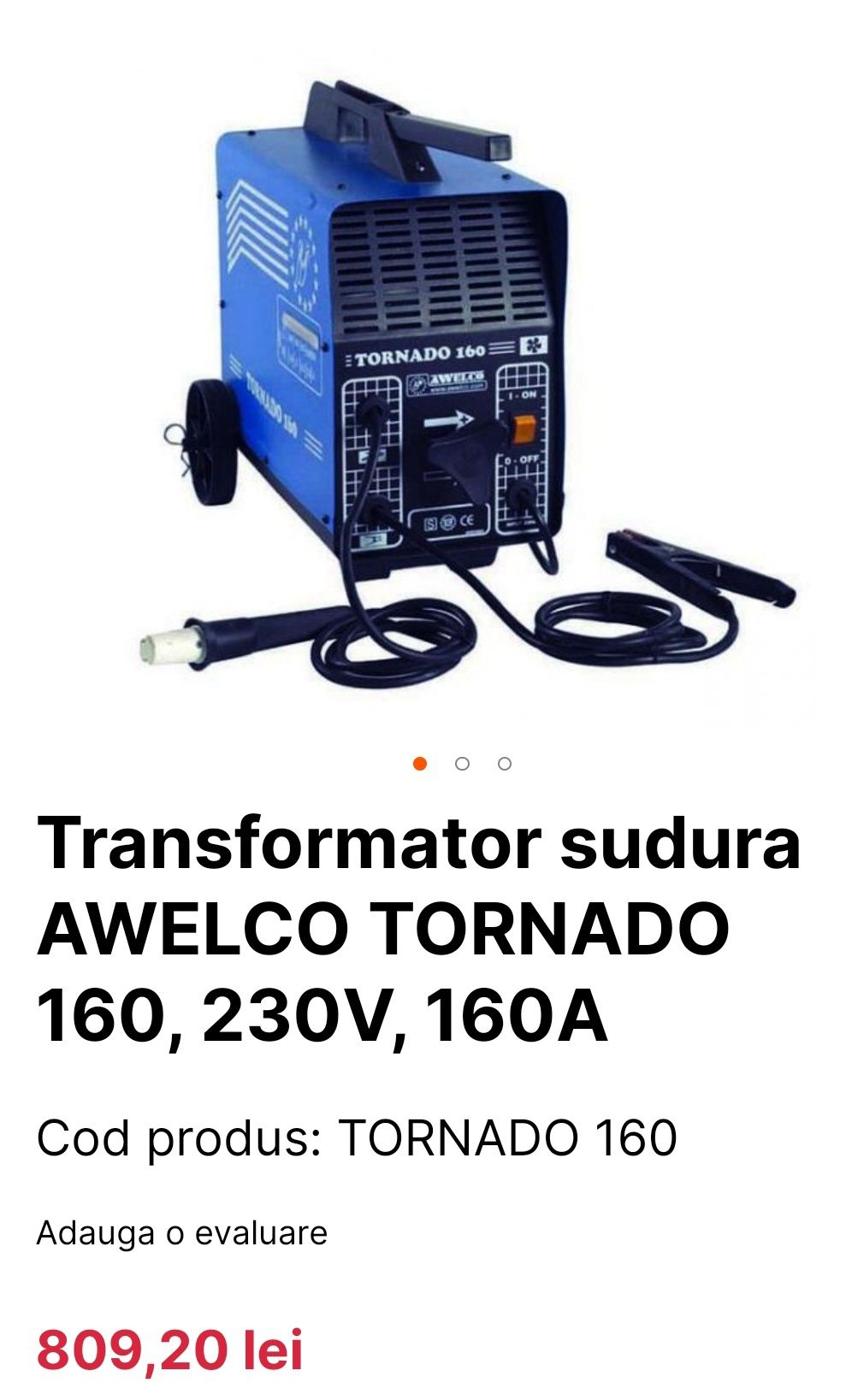 Transformator sudura AWELCO TORNADO 160, 230V, 160A