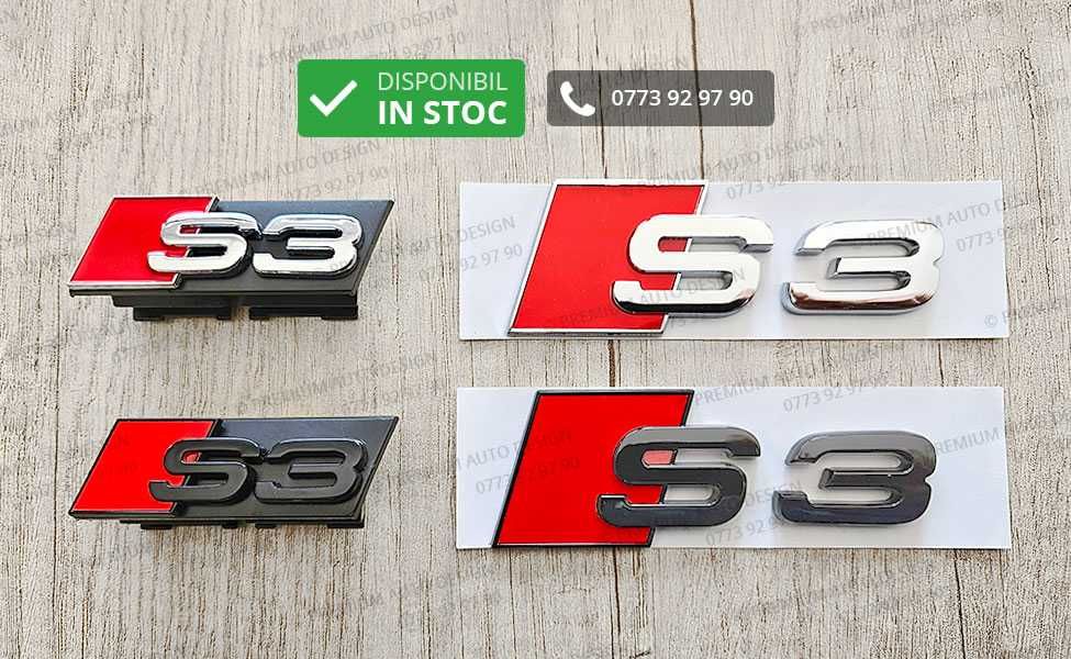 Set embleme / sigle metalice (crom sau negre) - Audi S3 / S4 / S5 / S6