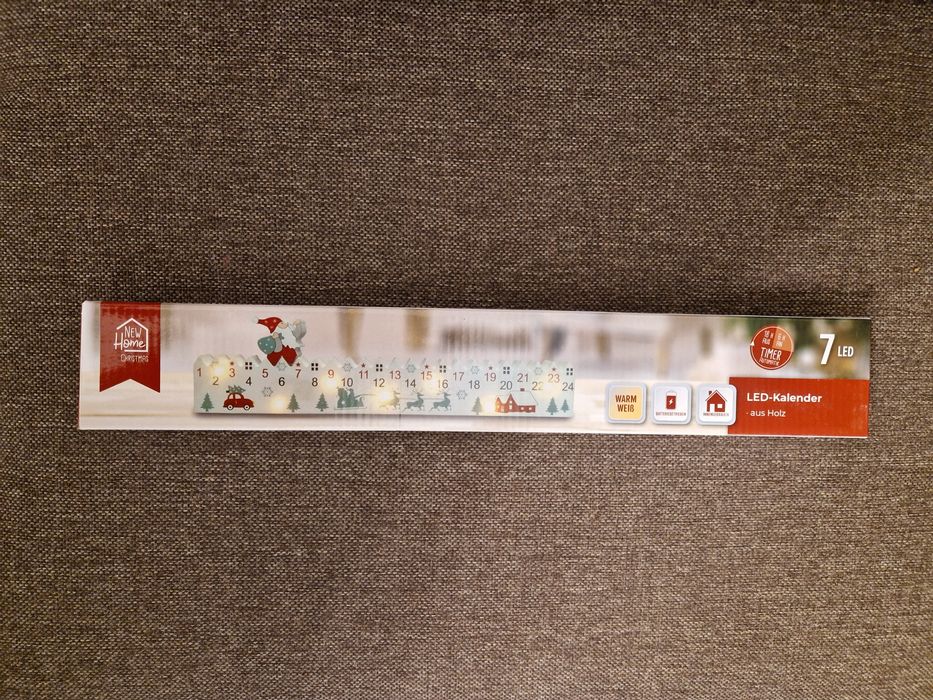 Calendar Advent din lemn cu led - decorațiune Crăciun