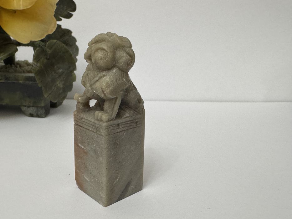 Amuleta Caine Foo, sculptat in piatra Soapstone. Statueta