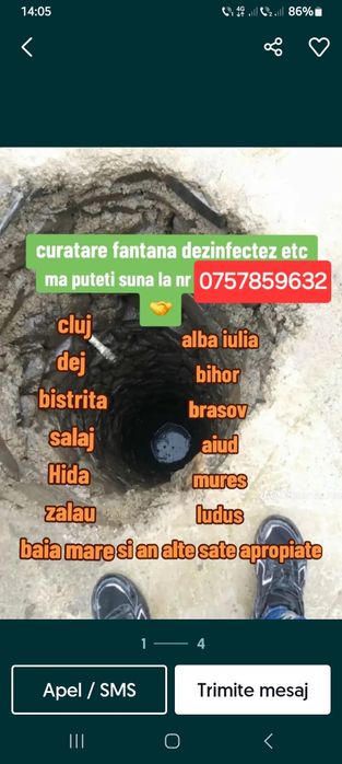 Curățire puțuri fântâni