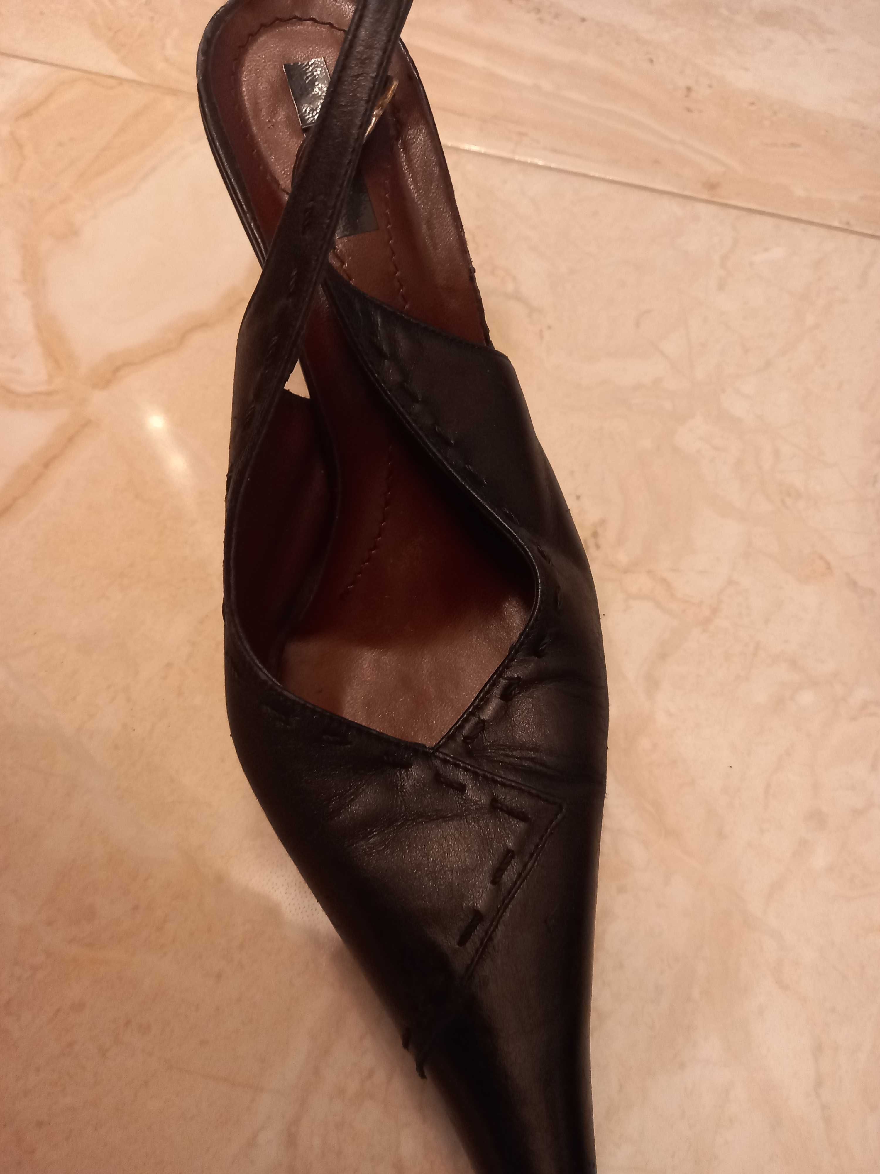 Дамски официални обувки с отворена пета,естествена кожа, 40 номер