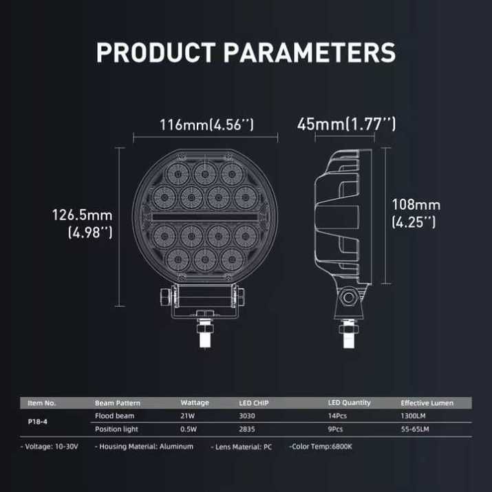 Диоден халоген LED светлини габарит, жълта 12/24V 50W - T458