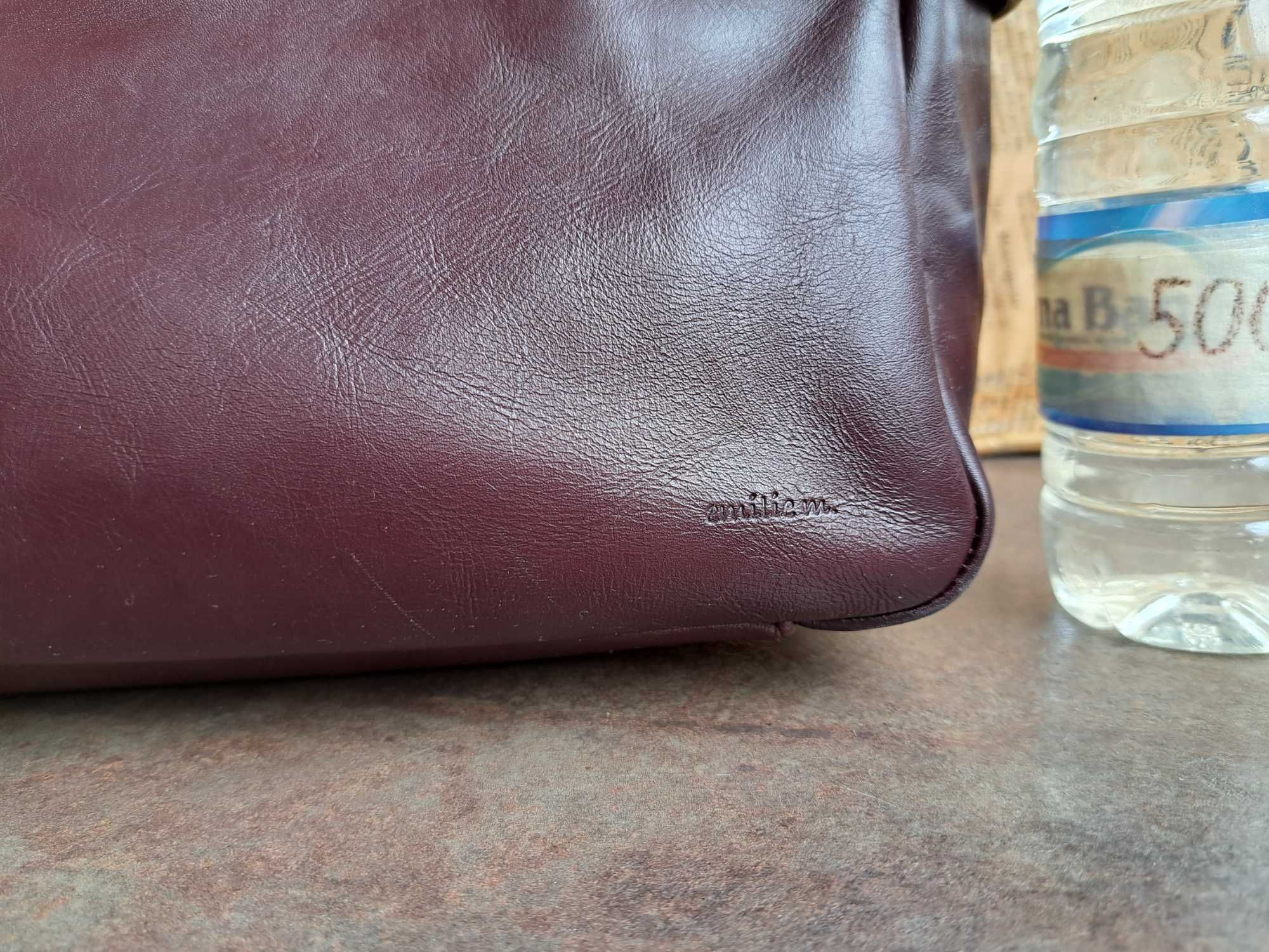 винена(бордо) чанта-естествена кожа