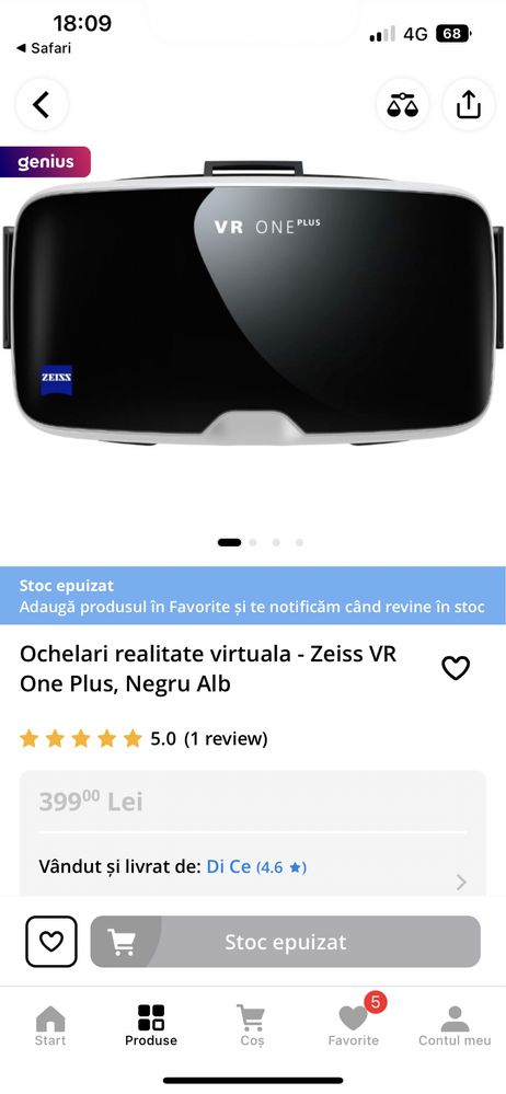 Ochelari VR One Plus Zeiss, Negru Alb NOI