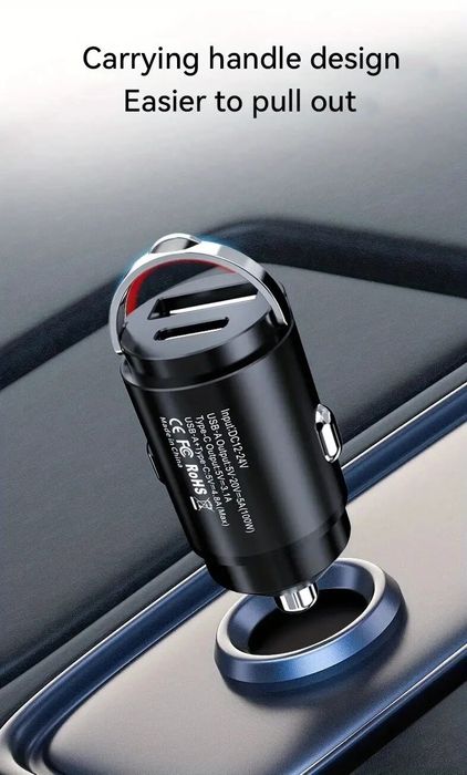 Incarcator Auto Mini 66w, 2 intrari, negru