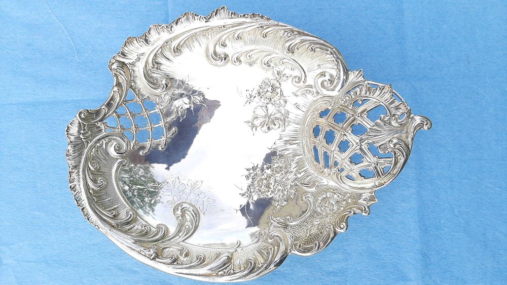 Fructiera, argint masiv .800, marcata, Viena, 1875-1900, manual