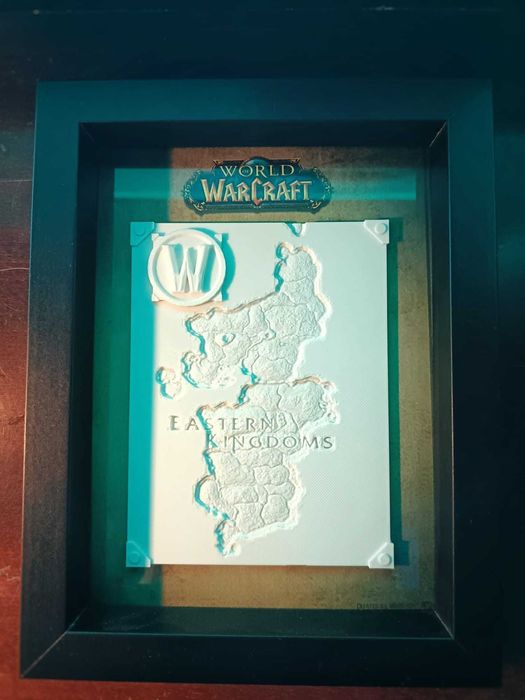 World Of Warcraft - Eastern Kingdoms Hartă în Ramă -3D Printed (22x17)