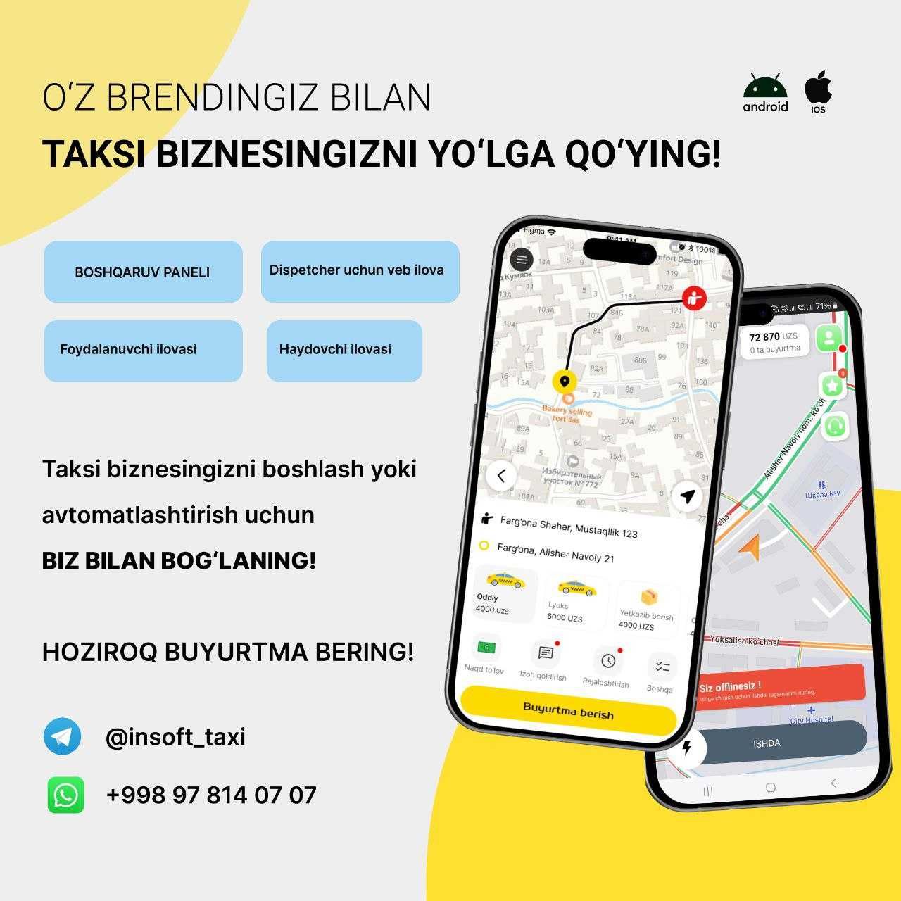 Taxi Programa, Taxi dasturi, Taksometr,Taxi biznesi