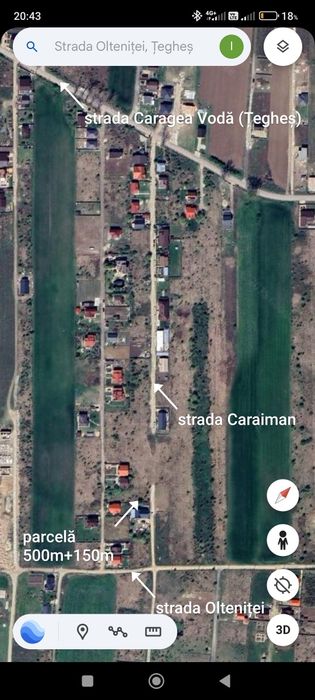 teren intravilan 650 m, în Domnești - Țegheș