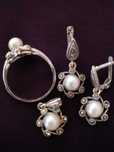 set complet din argint 925 cu marcasite si perle