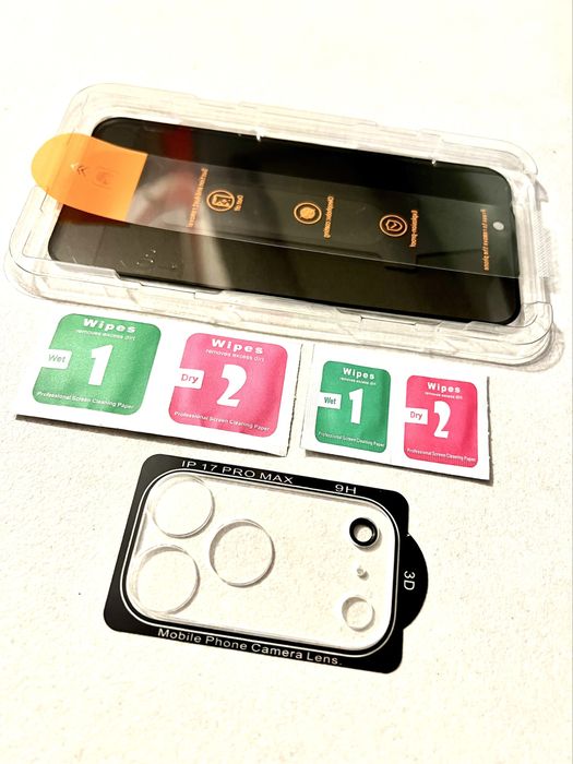 Kit folie sticla privacy protectie camere iphone 17 pro max