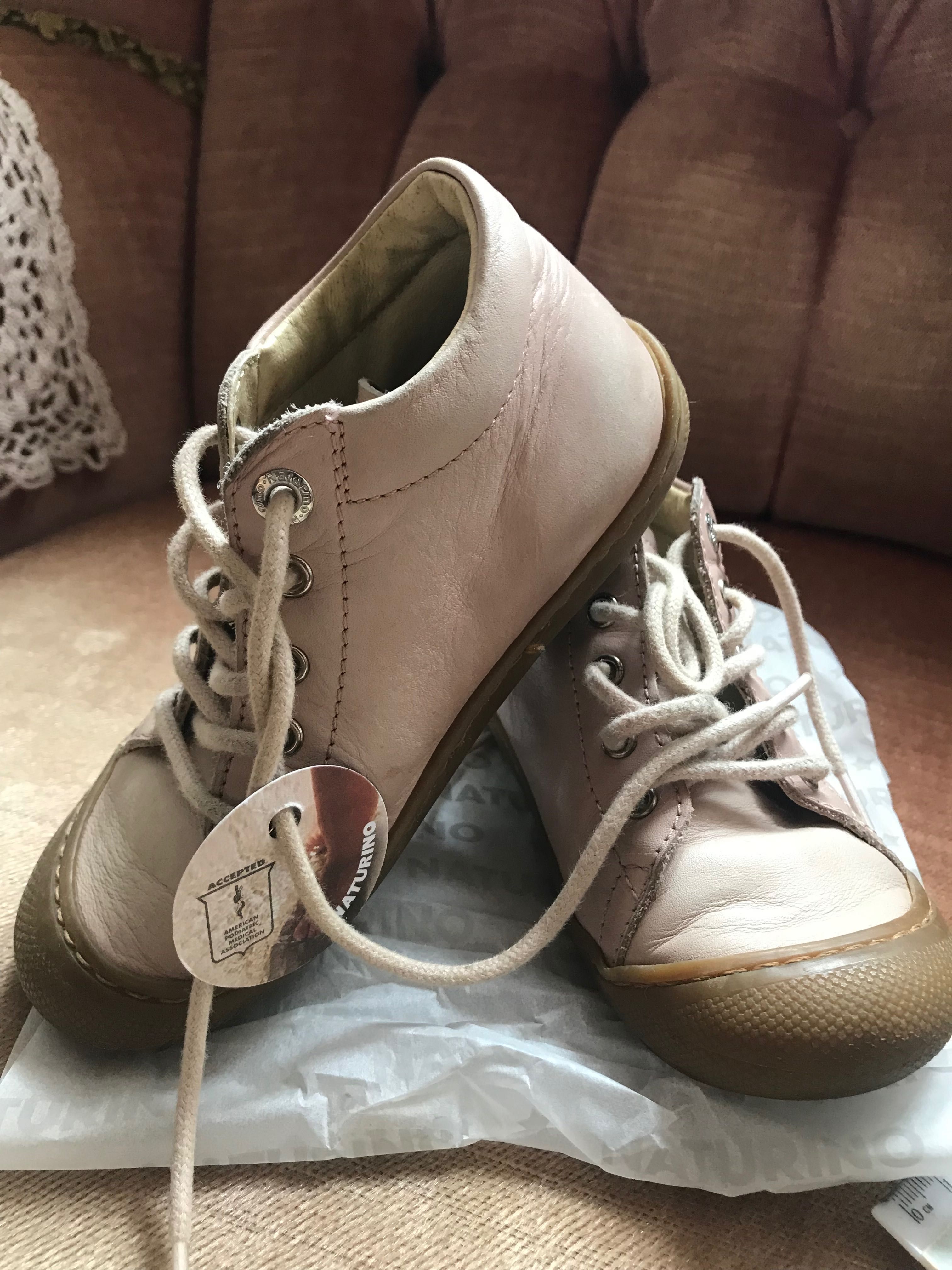 Pantofiori fetite Naturino, 26, piele si brant piele, roz prafuit