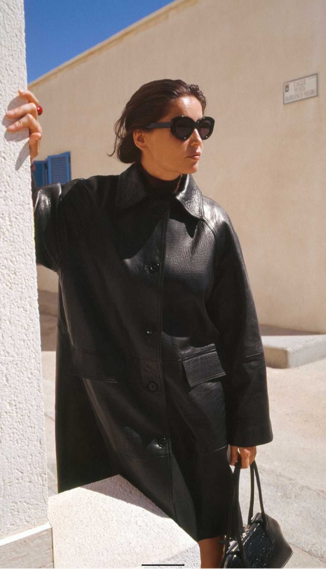 Vand trench coat de piele naturala, import Italia, model actual