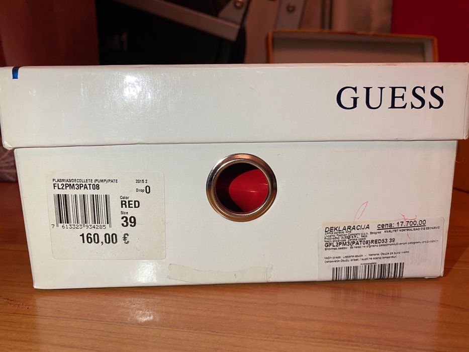 Pantofi rosii cu toc Guess marime 39