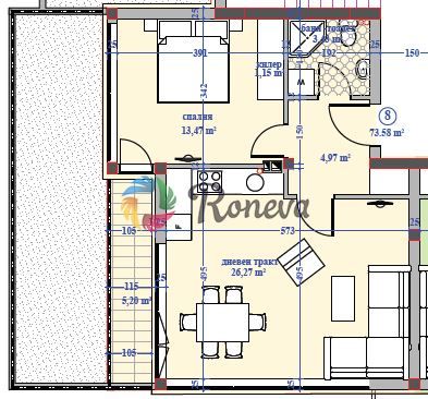 Двустаен апартамент с морска панорама кв. Галата