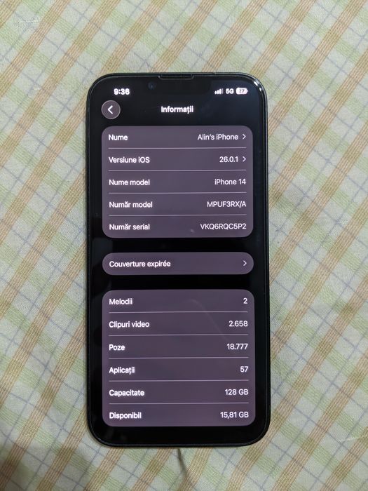 iPhone 14 Negru simplu 128GB