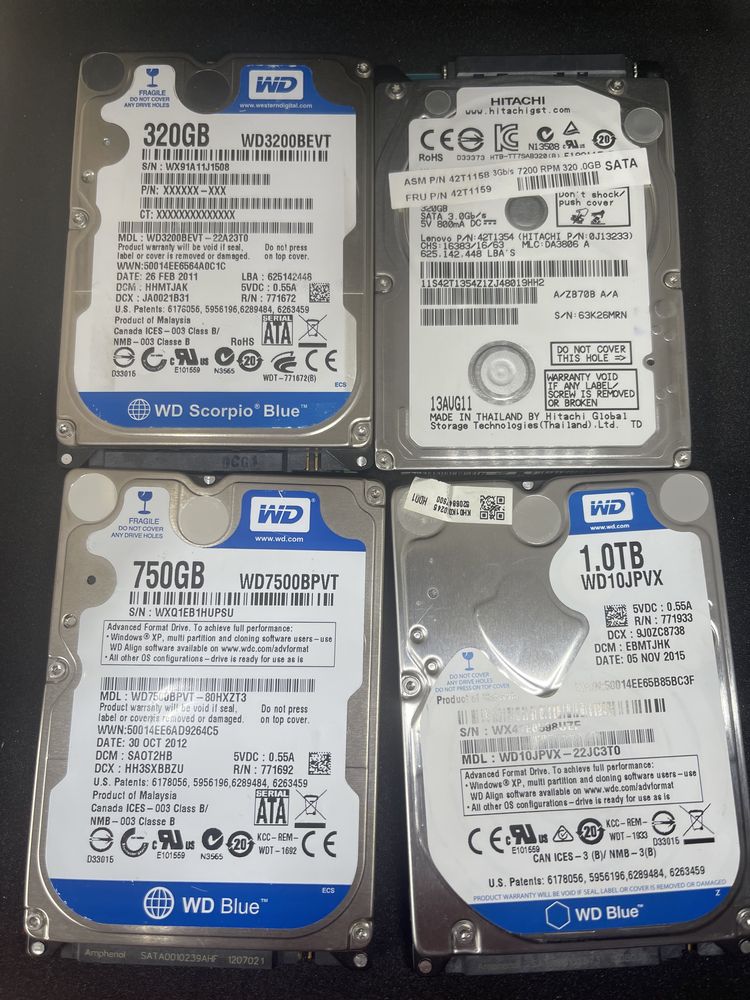 HDD Laptop Samsung/WesternDigital/Seagate/Hitachi