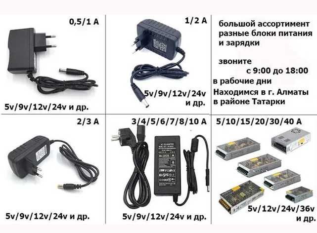 импульсные блоки питания и зарядки сетчатые и в пластмассе разные
