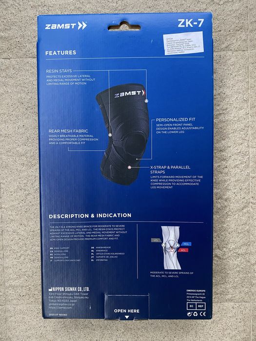 Наколенка за подкрепа на колянна става и кръстни връзки ZK-7 ZAMST