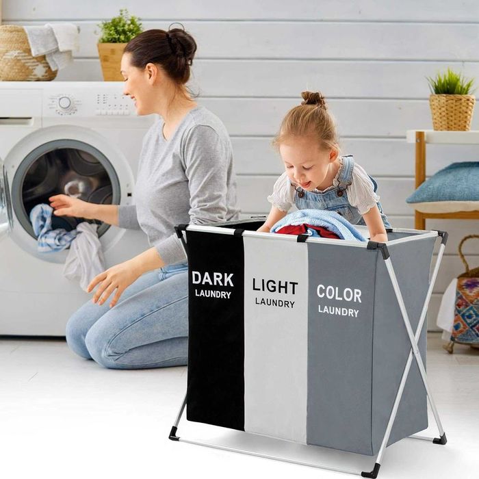 Cos de rufe cu 3 compartimente, pliabil, 135l, material Oxford 600D