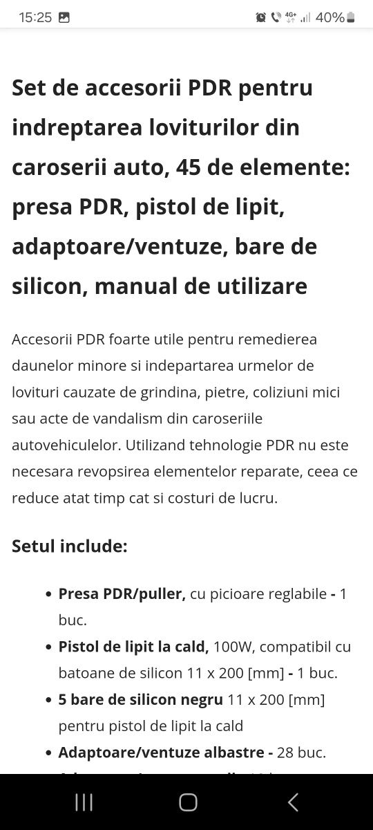 Set de scule pdr pentru îndepărtarea indoiturilor din caroserie