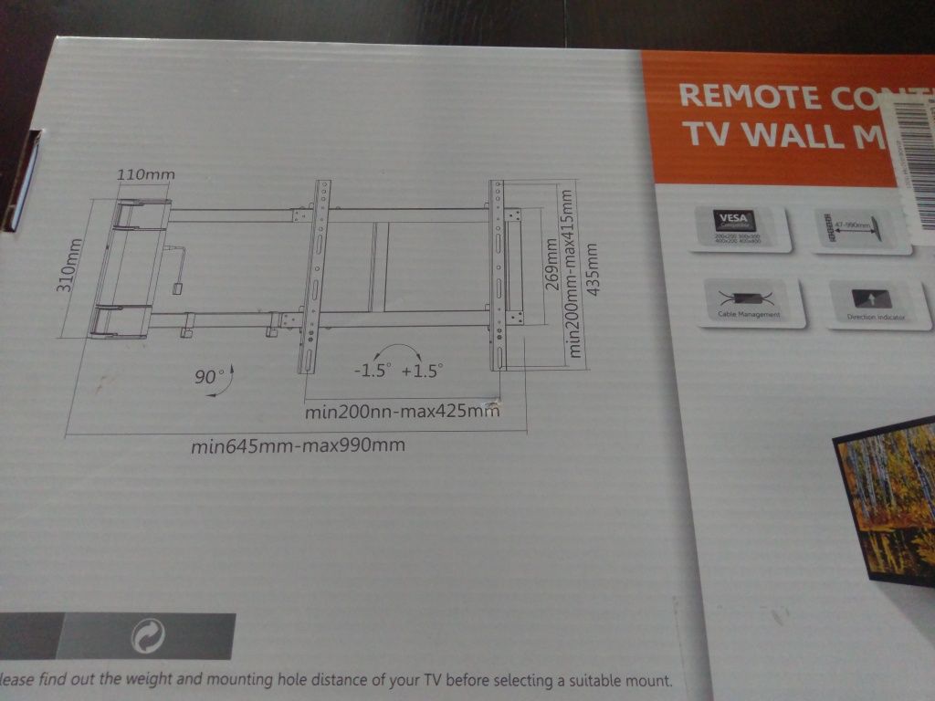 Suport TV  Perete Motorizat cu Telecomanda-80-152cm-SIGILAT !!