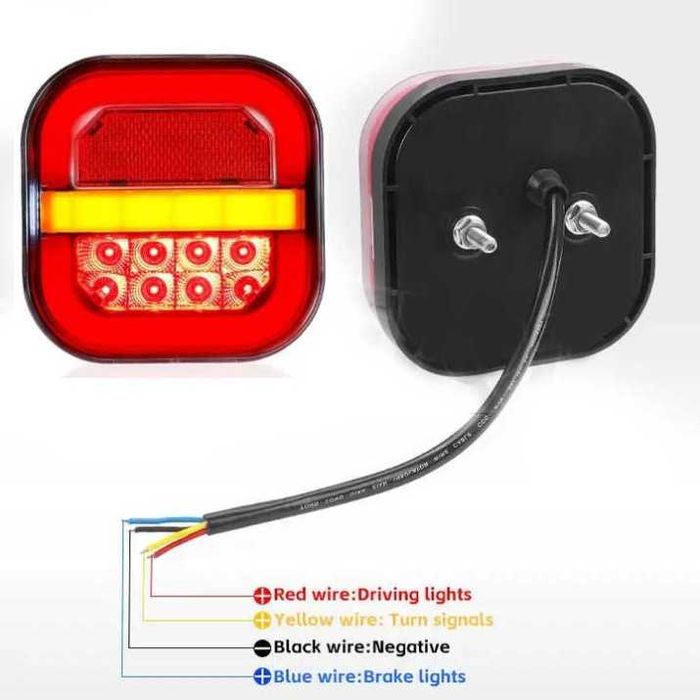 2 Броя LED Стопове с Неонова Светлина и Динамичен Мигач, 12/24V