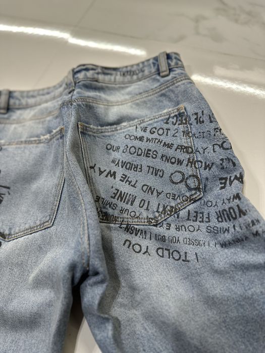 ZARA дънки с декоративни камъни и мъниста