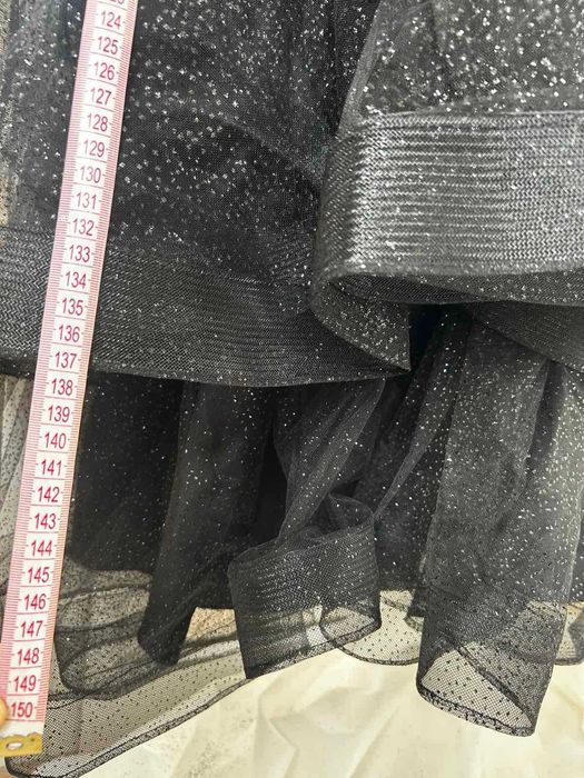 Черна блестяща принцеска бална рокля