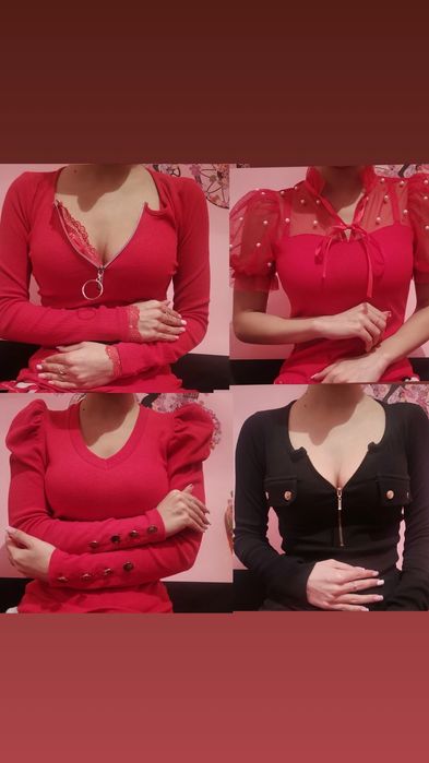 Bluze elegante roșu/negru
