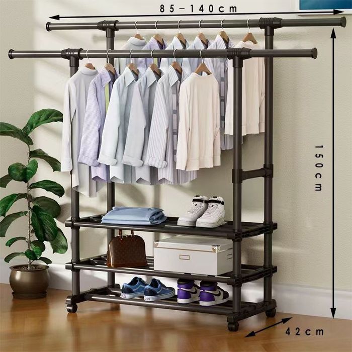 Вешалка напольная раздвижная с полками 85–140×150×42 см