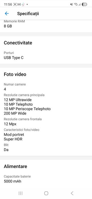 Vând Telefon mobil Samsung Galaxy S23 Ultra, Dual SIM, 8GB RAM, 256GB