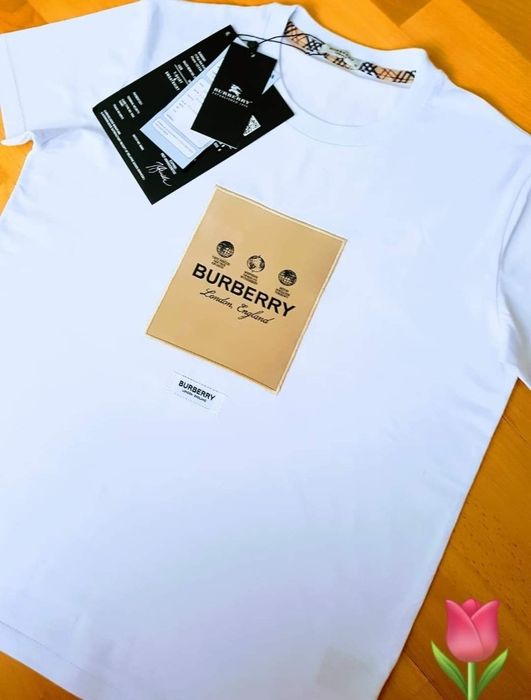 Tricouri bumbac alb imaculat (Burbbery (,super calitate import Italia