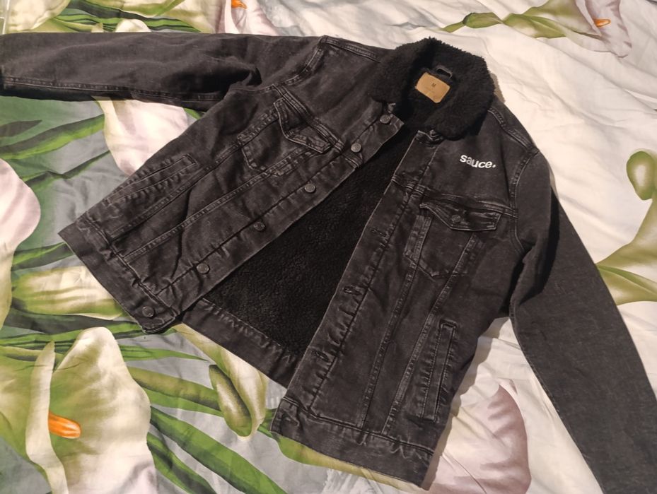 Роскошная фирменная мужская джинсовая дублёнка-куртка