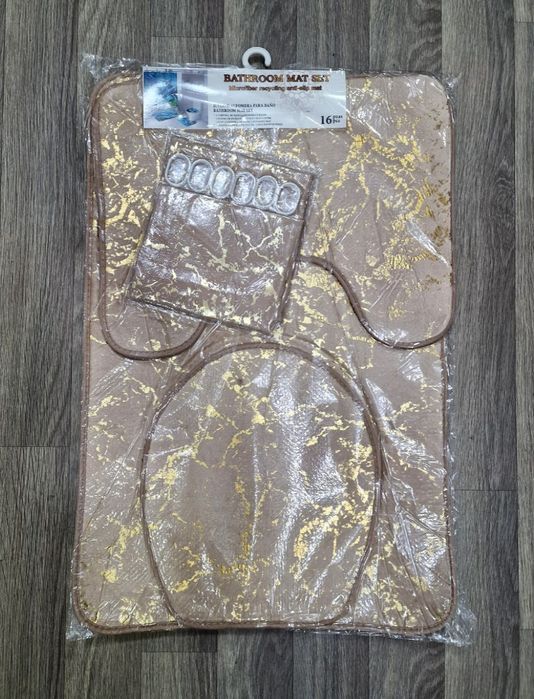 Коврики для ванной с золотым коврик контурный и крышка
