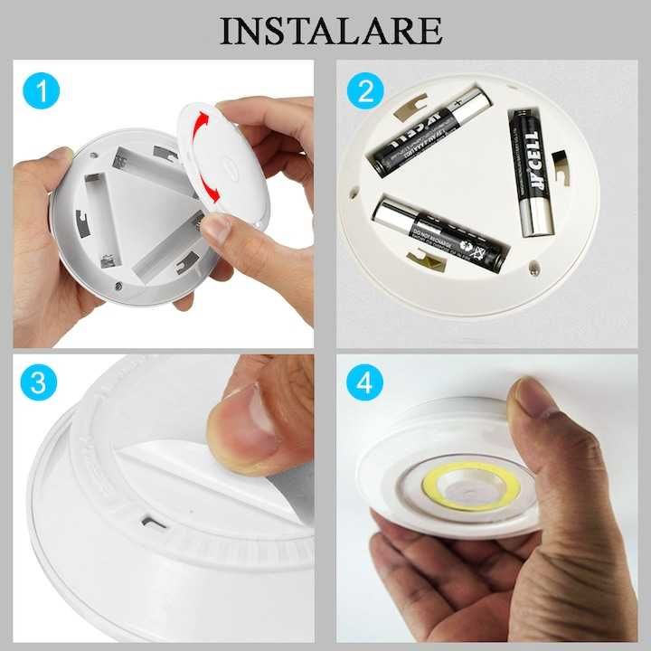 Set 3x Lampa LED Grundig, control telecomanda, alimentare cu baterii